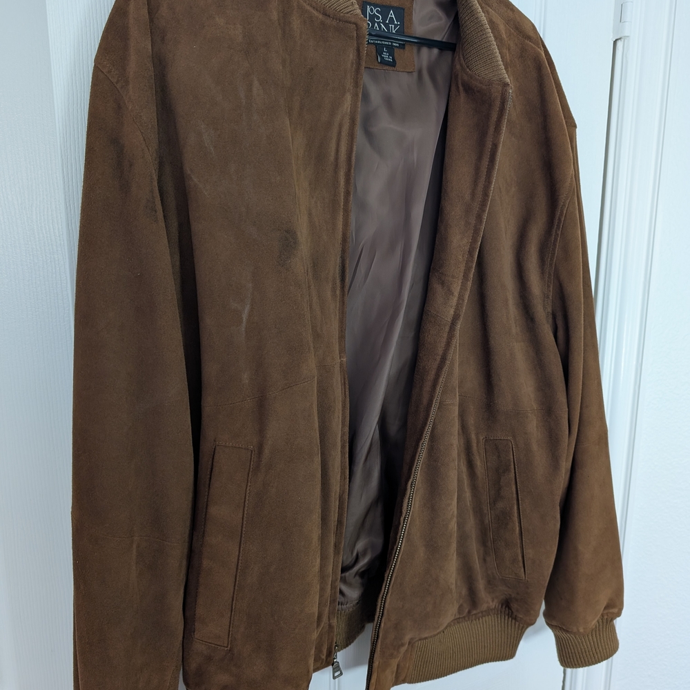 Jos. A. Bank Brown Bomber Jacket with Suede Finish
